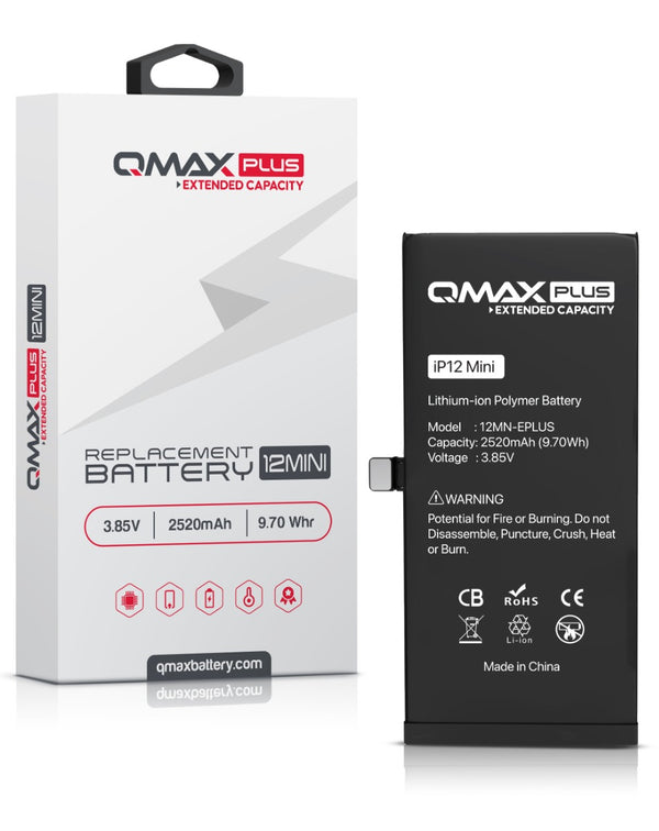Batería QMAX Plus de capacidad extendida para iPhone 12 Mini en Guatemala, la mejor opción para reparaciones y componentes para iPhone.