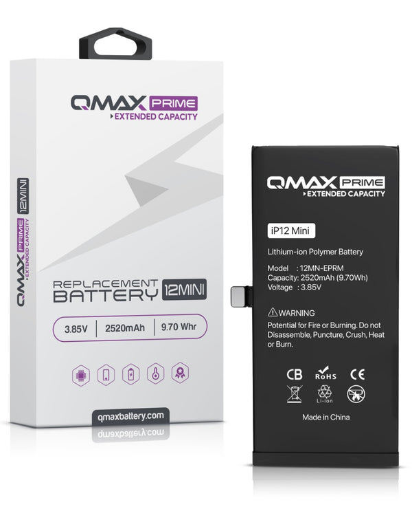 Mayorista de baterías QMAX Prime de 2520 mAH para iPhone 12 Mini en Guatemala.