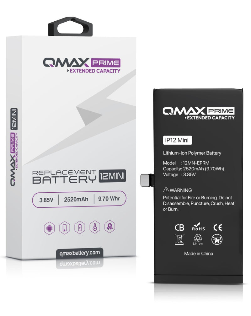 Mayorista de baterías QMAX Prime de 2520 mAH para iPhone 12 Mini en Guatemala.