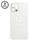Tapa trasera de iPhone 12 Pro Max con agujero de cámara más grande para reparación en Guatemala.