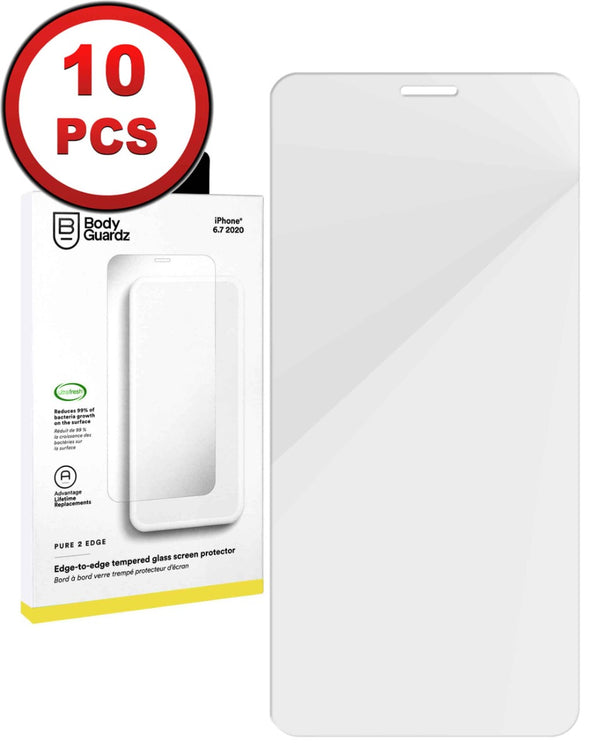 Protector de pantalla de cristal templado Edge to Edge para iPhone 12 Pro Max en Guatemala, disponible en paquete de 10 piezas.