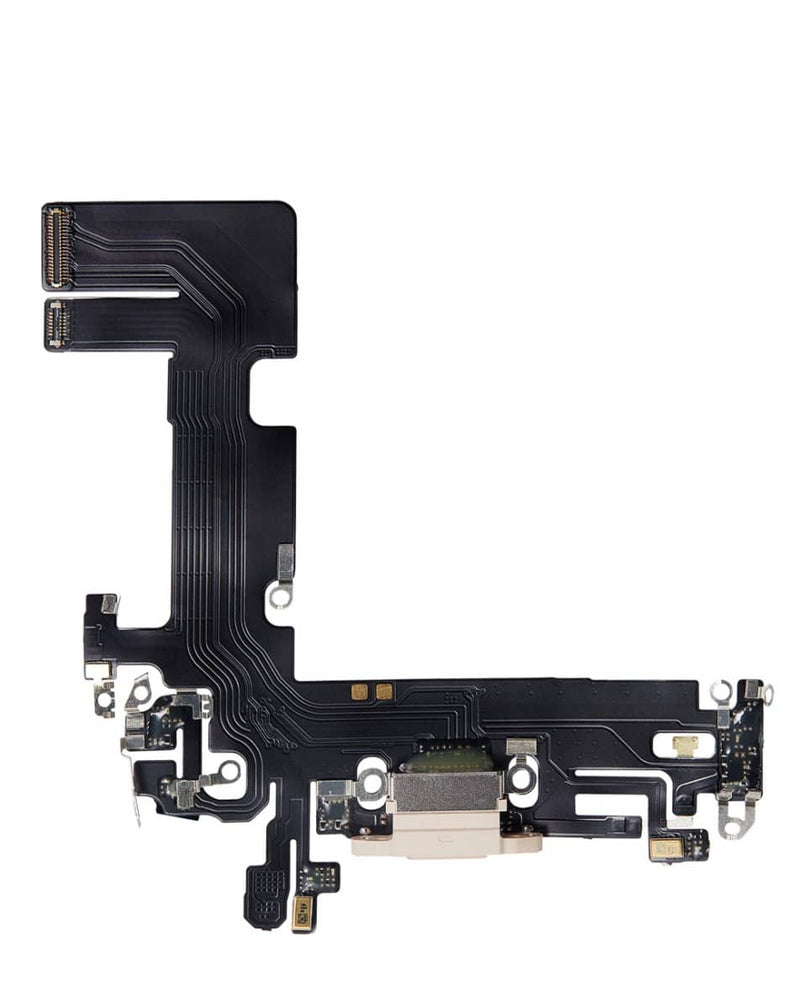 Encuentra el puerto de carga con cable flex para iPhone 13 color rosa en Guatemala, ideal para reparaciones en talleres especializados y mayoristas de componentes iPhone.