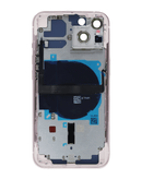 Tapa trasera iPhone 13 con componentes preinstalados en Guatemala, ideal para reparaciones y cambios de color.