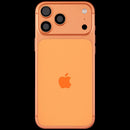 Tapa trasera Cosmic Orange usada para iPhone 17 Pro Max (A3295) con puerto de carga y piezas pequeñas.