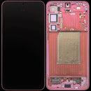Pantalla soft OLED coral red para Samsung Galaxy S25 Plus 5G (S936) con marco, ideal para reparación de display roto.