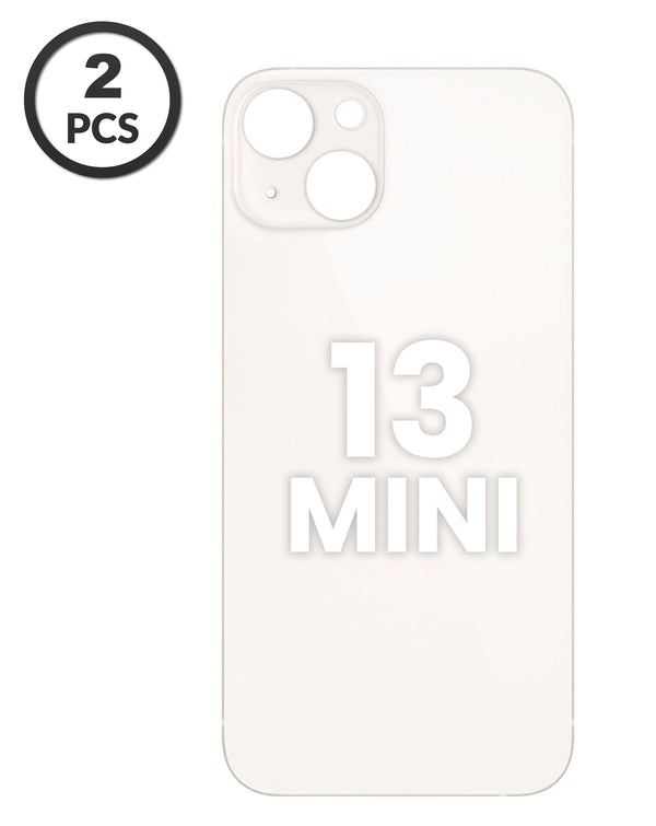 Tapa trasera con orificio mayor para cámara iPhone 13 Mini en Guatemala, disponible en BajoPPLCD para reparaciones de dispositivos Apple.