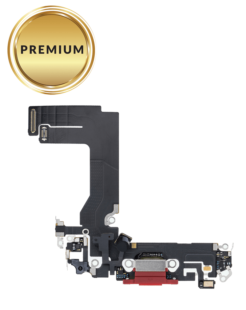 Reparación de puerto de carga iPhone 13 Mini en Guatemala con etiquetas premium, Cable flex y Partes Apple.