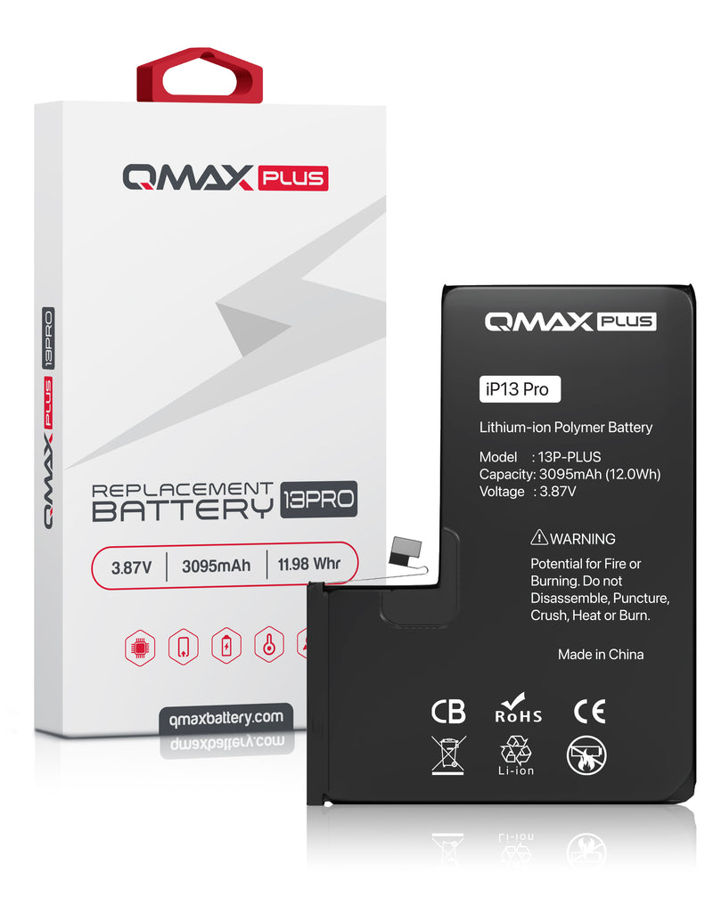 Reparación y venta al mayor de baterías QMAX Plus de 3095 mAH para iPhone 13 Pro en Guatemala.