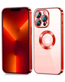 Protege tu iPhone 13 Pro con esta tapa trasera transparente con carga inalámbrica en color rojo, disponible en Guatemala.