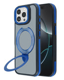 Funda mate transparente con soporte de carga inalambrica iPhone 13 Pro Max (BLUE)