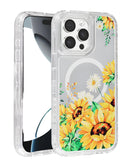 Funda transparente con diseño floral y cargador inalámbrico para iPhone 13 Pro Max, disponible en Guatemala.