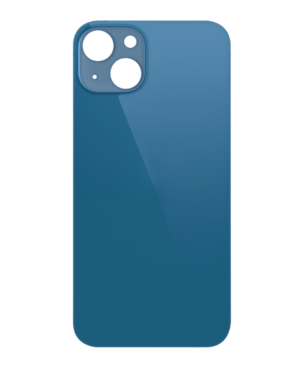 Tapa trasera para iPhone 13 Mini en color azul sin logo y con orificio de cámara más grande en Guatemala.