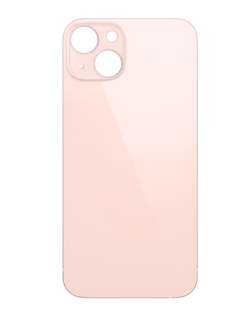 Tapa trasera rosa para iPhone 13 Mini sin logo en Guatemala, ideal para reparaciones de celulares en talleres especializados.