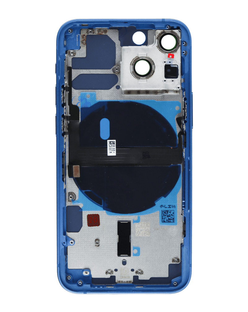 Encuentra tapa trasera con componentes preinstalados para iPhone 13 Mini en Guatemala, ideal para reparaciones y cambios de piezas.