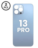 Tapa trasera con orificio mayor para cámara iPhone 13 Pro en Guatemala - Paquete de 2 tapas traseras en color SIERRA BLUE disponibles para reparaciones y mayoristas.