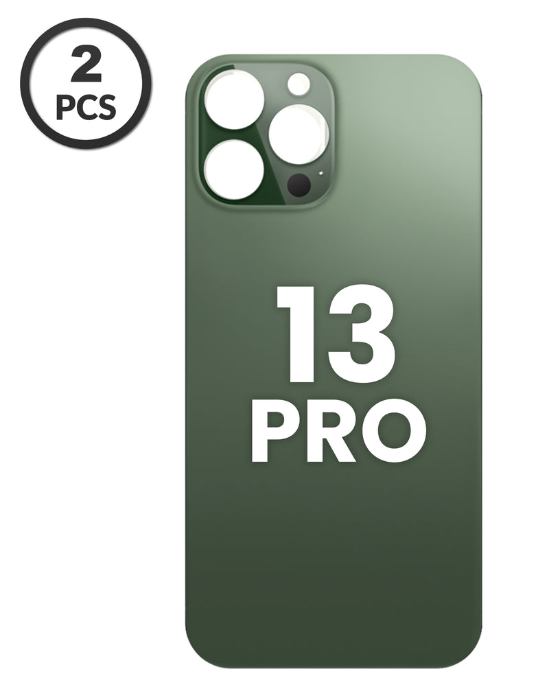 Tapa trasera sin logo para iPhone 13 Pro en color Alpine Green con orificio de cámara más grande en Guatemala.