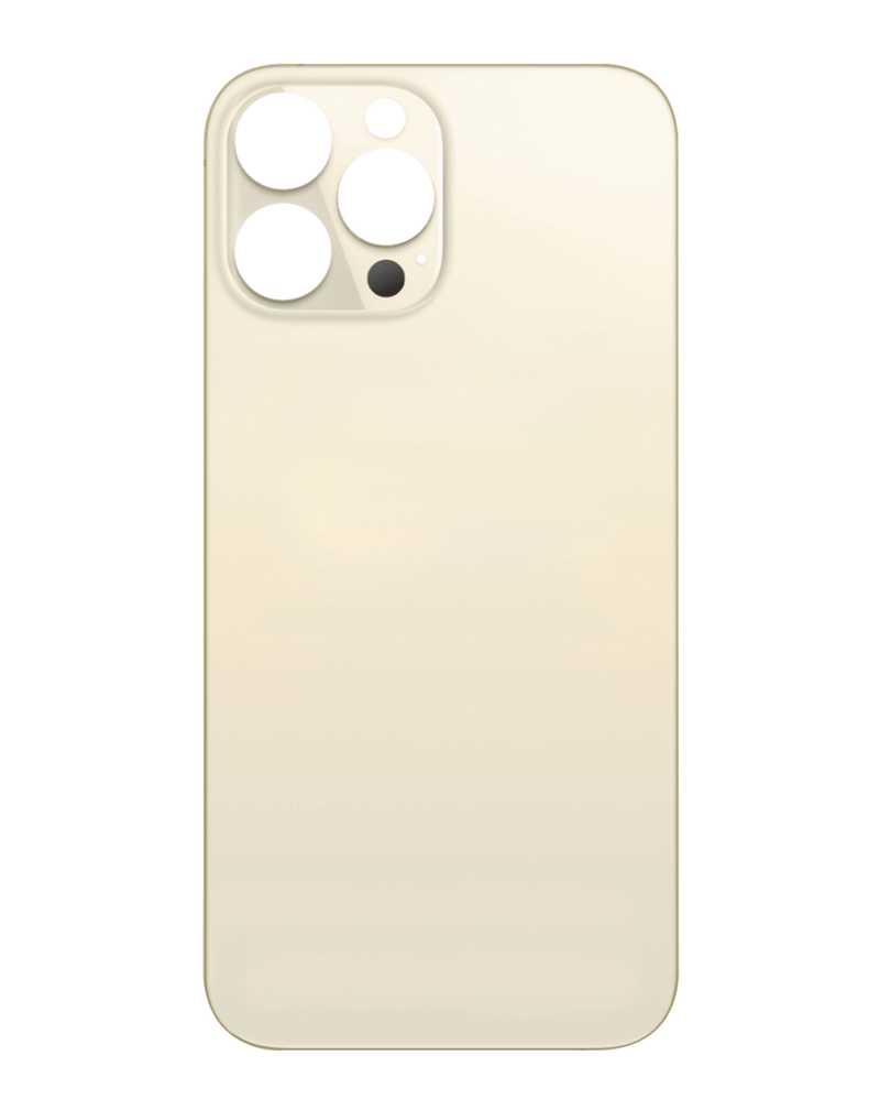 Tapa trasera en color gold para iPhone 13 Pro sin logo y con orificio de cámara mayor en Guatemala.