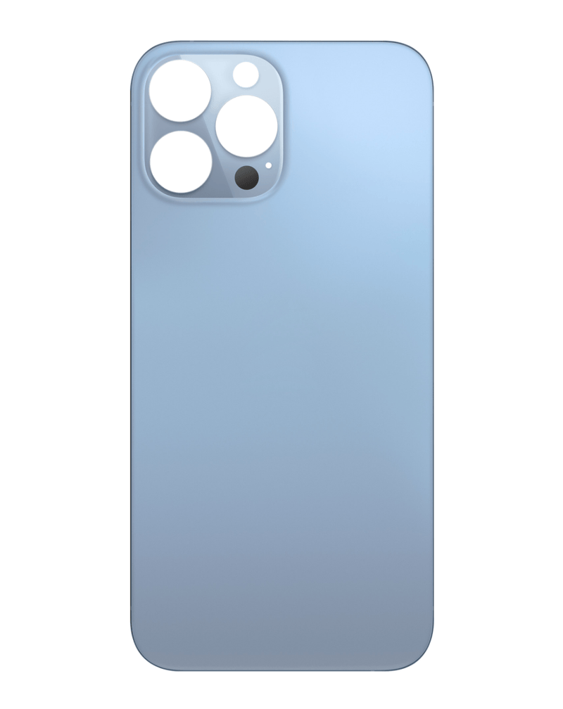 Tapa trasera para iPhone 13 Pro Max en color Sierra Blue sin logo, disponible en Guatemala para reparaciones en talleres especializados.