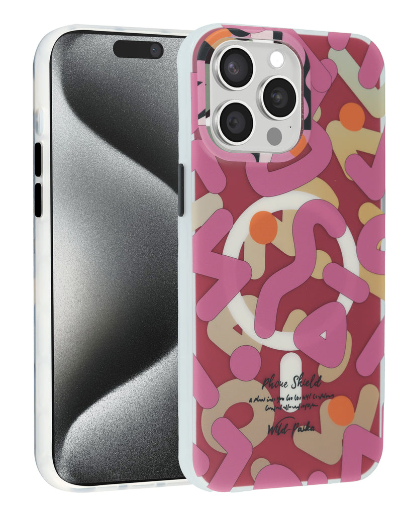 Encuentra el estuche magnético con carga inalámbrica Graffiti Design para iPhone 13 Pro Max en Guatemala, ¡disponible en rosa en nuestro taller de reparaciones!