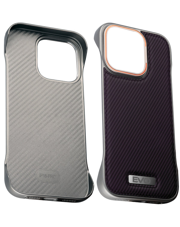 Protege tu iPhone 13 Pro Max con estilo con la Funda EVO Carbon Design Leather Slim en color morado en Guatemala.