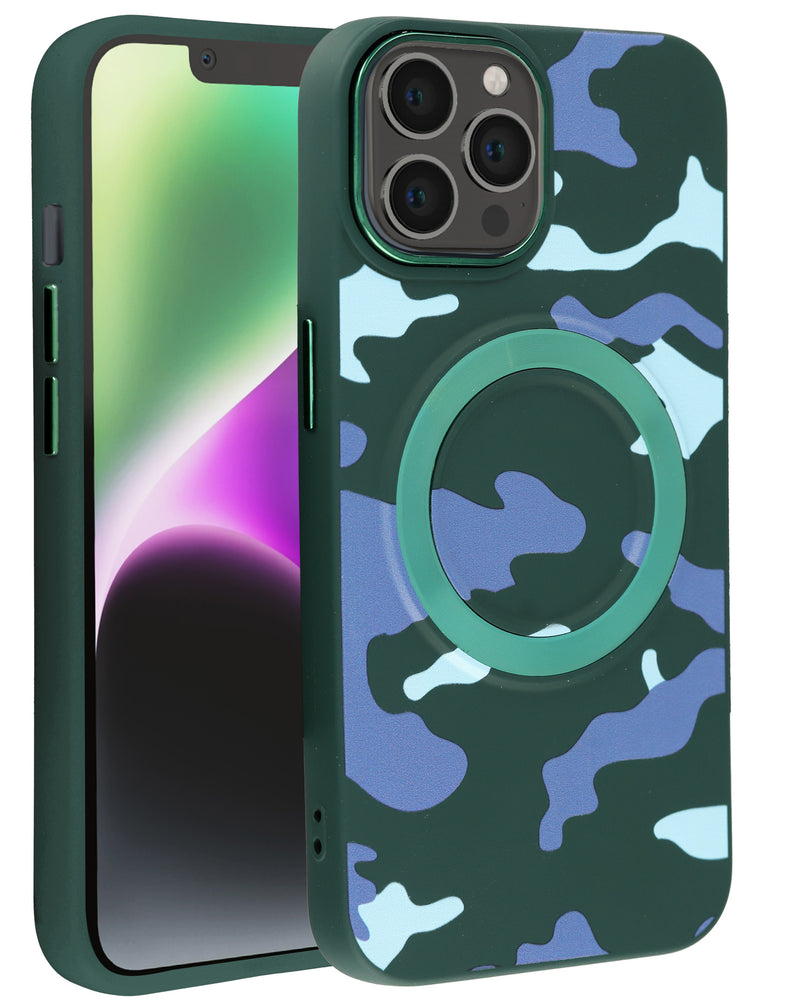 Encuentra la mejor funda de carga inalámbrica Camouflage Design para iPhone 13 Pro Max en Guatemala.