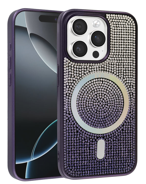 Encuentra la mejor funda de carga inalámbrica bling diamond crystal PURPLE para iPhone 13 Pro Max en Guatemala.