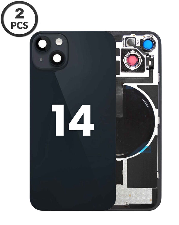 Encuentra tapas traseras con NFC wireless y MagSafe para iPhone 14 en Guatemala con este pack de 2 en color midnight.