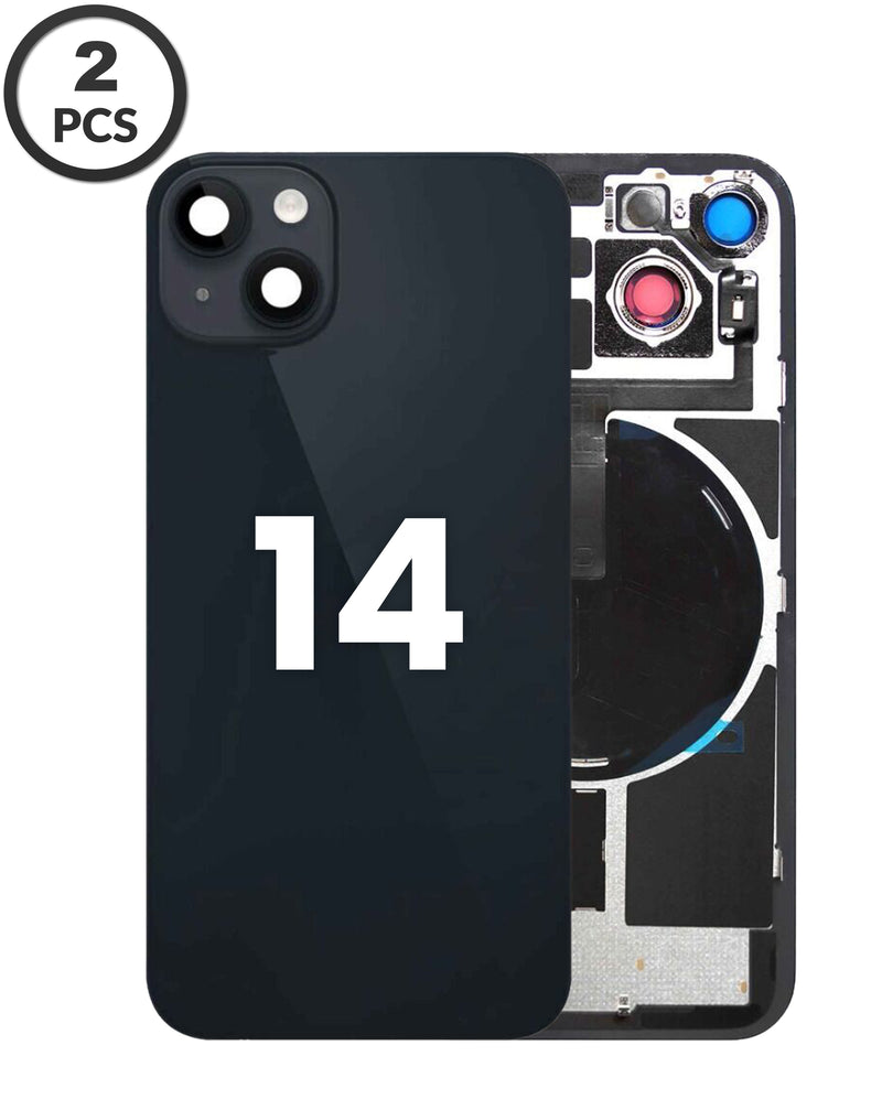 Encuentra tapas traseras con NFC wireless y MagSafe para iPhone 14 en Guatemala con este pack de 2 en color midnight.