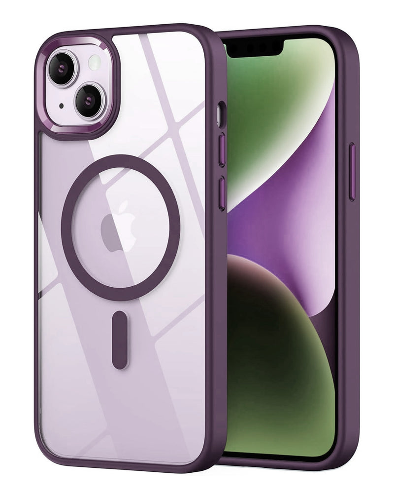 Encuentra la mejor funda magnética transparente en Guatemala para iPhone 13 y iPhone 14 en el color Purple en SlowBack.