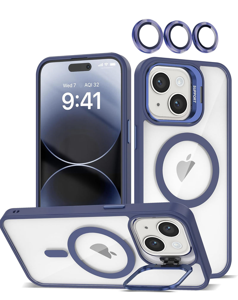 Transpalet funda de silicona y soporte para camara con lente DARK BLUE iPhone 13/14