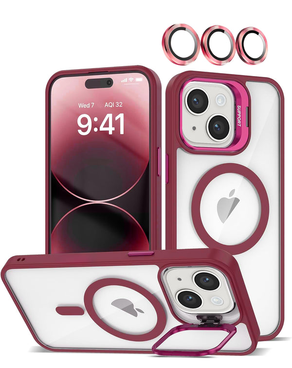 Funda de silicone y soporte para camara con lente Transpalet WINE iPhone 13/14