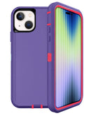 Encuentra las mejores fundas heavy duty para iPhone 14 y 13 en Guatemala, en colores morado oscuro y rosa, disponibles en SlowBack.