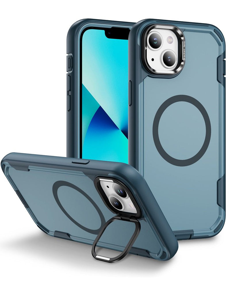 Encuentra la mejor funda Magsafe antichoque con soporte para cámara en Guatemala en color SAPPHIRE BLUE para iPhone 13 y 14 con SlowBack.