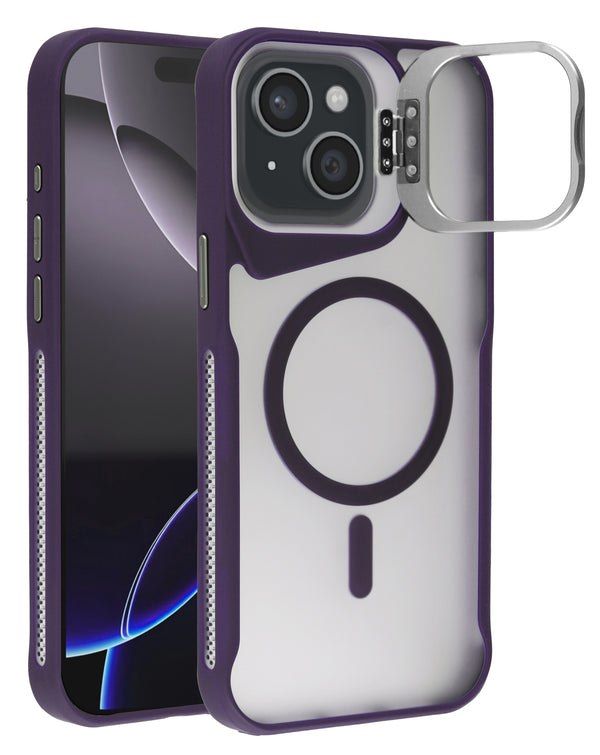 Funda transparente mate con soporte de camara con carga inalambrica iPhone 13/14 (PURPLE)