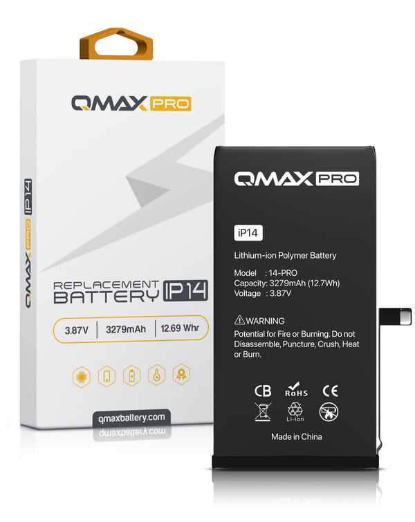 Encuentra la batería QMAX Pro de 3279 mAH para iPhone 14 en Guatemala en nuestro taller de reparaciones.