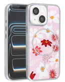 Encuentra la mejor funda Magsafe de doble capa con diseño floral rosa claro para iPhone 13/14 en Guatemala.