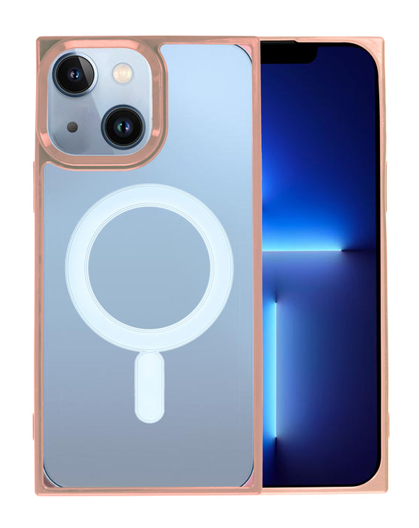 Funda clara Square para iPhone 13/14 con carga inalámbrica en Guatemala.