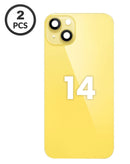 Compra en Guatemala tapas traseras con marco e imán MagSafe para iPhone 14 al mayorista, sin logo y en color amarillo.