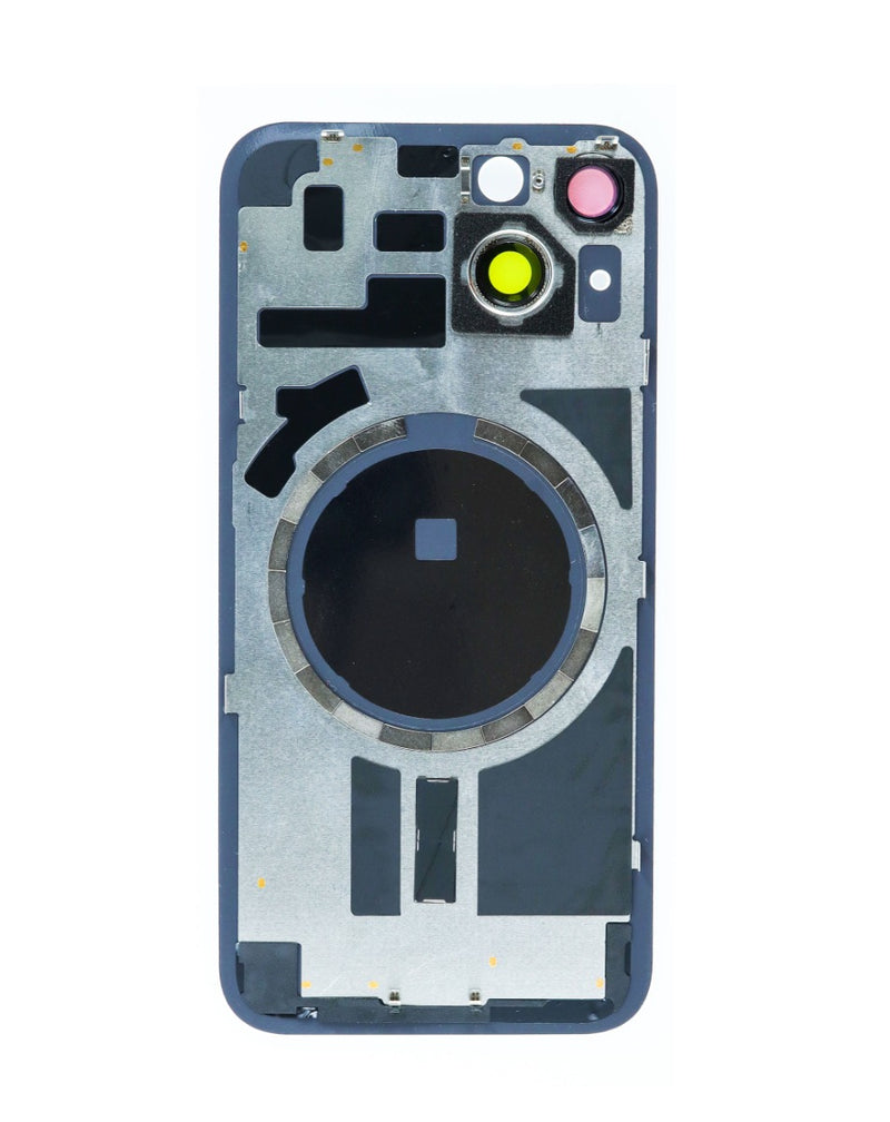 Tapa trasera con marco y imán MagSafe de color morado para iPhone 14 en Guatemala, ¡ideal para reparaciones de calidad!