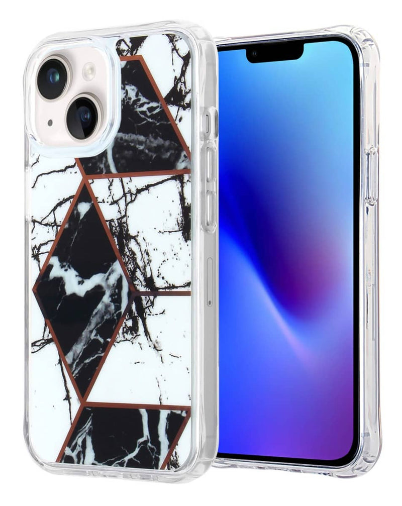 Encuentra la Funda Blue Light Injection Marble Black & White para iPhone 14 en Guatemala, mayorista de fundas protectoras SlowBack.