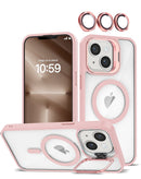 Funda de silicona y soporte de camara con lente de camara Transpalet iPhone 13/14 (Rosa)