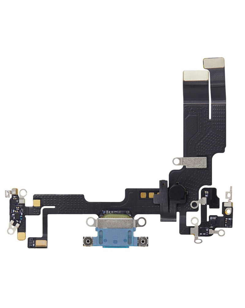 Encuentra el cable flex y puerto de carga para iPhone 14 en Guatemala, ideal para reparaciones en talleres y mayoristas de componentes electrónicos.