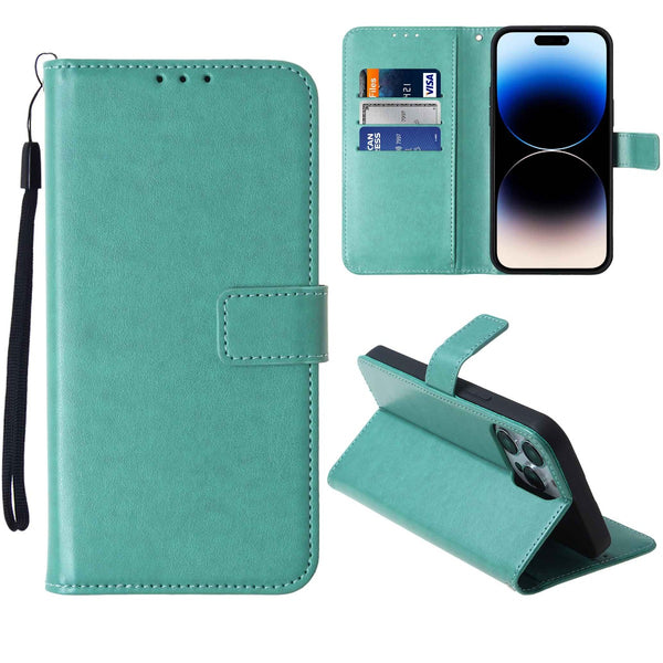 Encuentra la mejor funda billetera de cuero TEAL para iPhone 12/12 Pro en Guatemala.