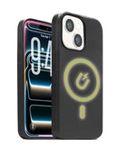 Estuche de cuero negro para iPhone con cargador inalámbrico y chip IC preinstalado, compatible con varios modelos.