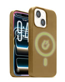 Funda de cuero SlowBack color marrón claro con cargador inalámbrico y chip IC para iPhone.
