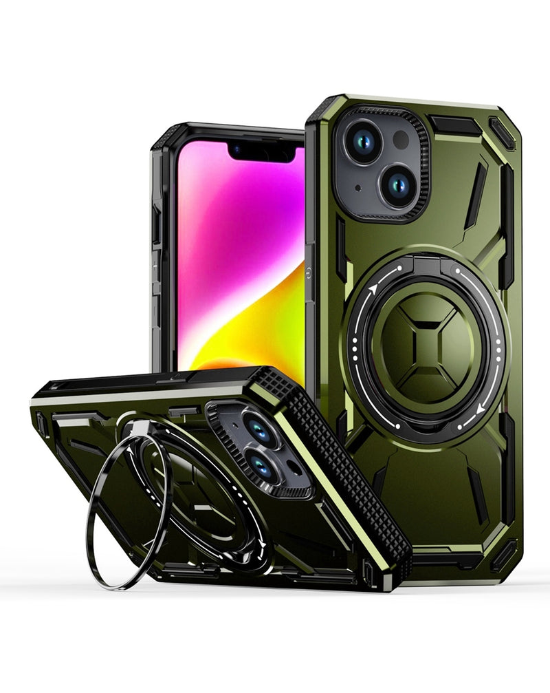 Funda rugged a prueba de golpes con portador de anillo incorporado iPhone 13/14 VERDE