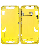 Encuentra el marco intermedio con piezas pequeñas para iPhone 14 en Guatemala, ideal para reparaciones y disponible en color amarillo.