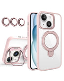 Funda transparente magnetica con 2 soportes y lente de camara PINK para 16e / 14 / 13