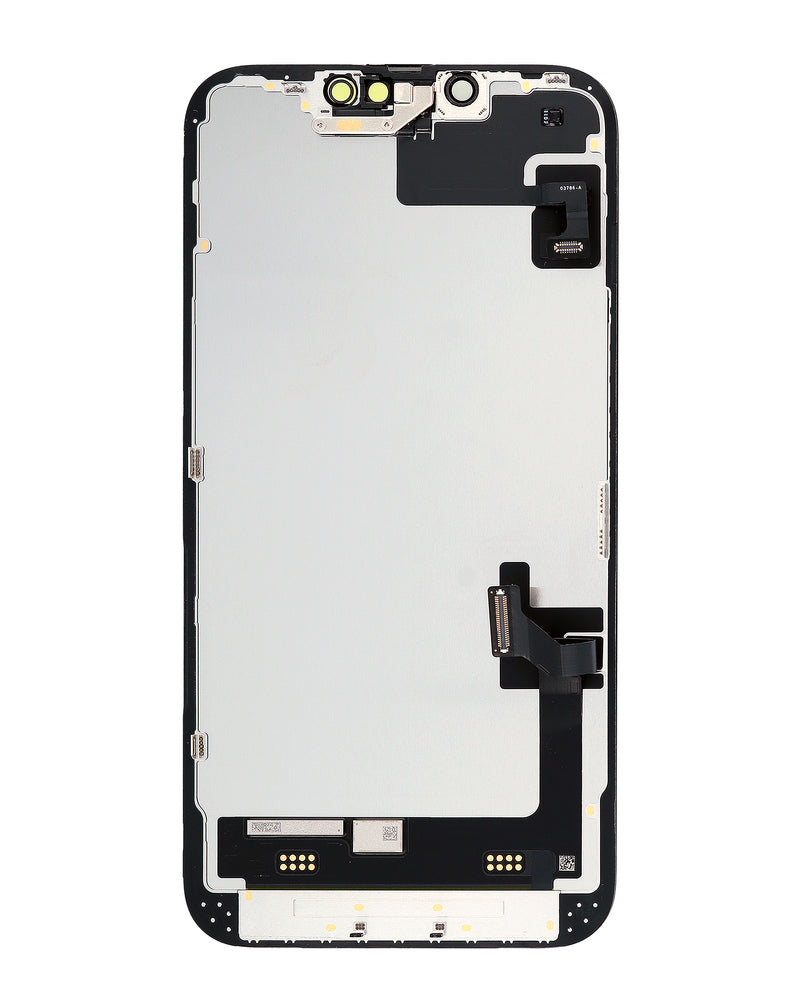 Reparación de pantalla iPhone 14 en Guatemala con pantalla OLED original y sensor de proximidad flex preinstalado.