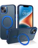 Protector de carga inalámbrica con soporte de anillo en color DARK BLUE para iPhone 14/13 en Guatemala.